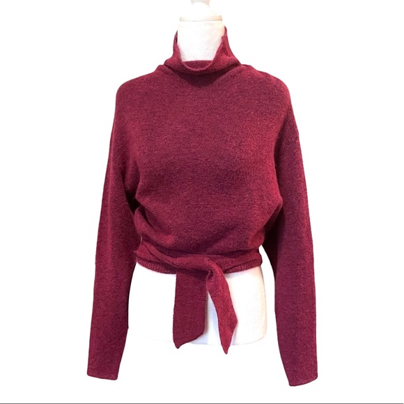 NEW Wilfred Lorin Turtleneck Wool Mohair Wrap Waist Sweater
